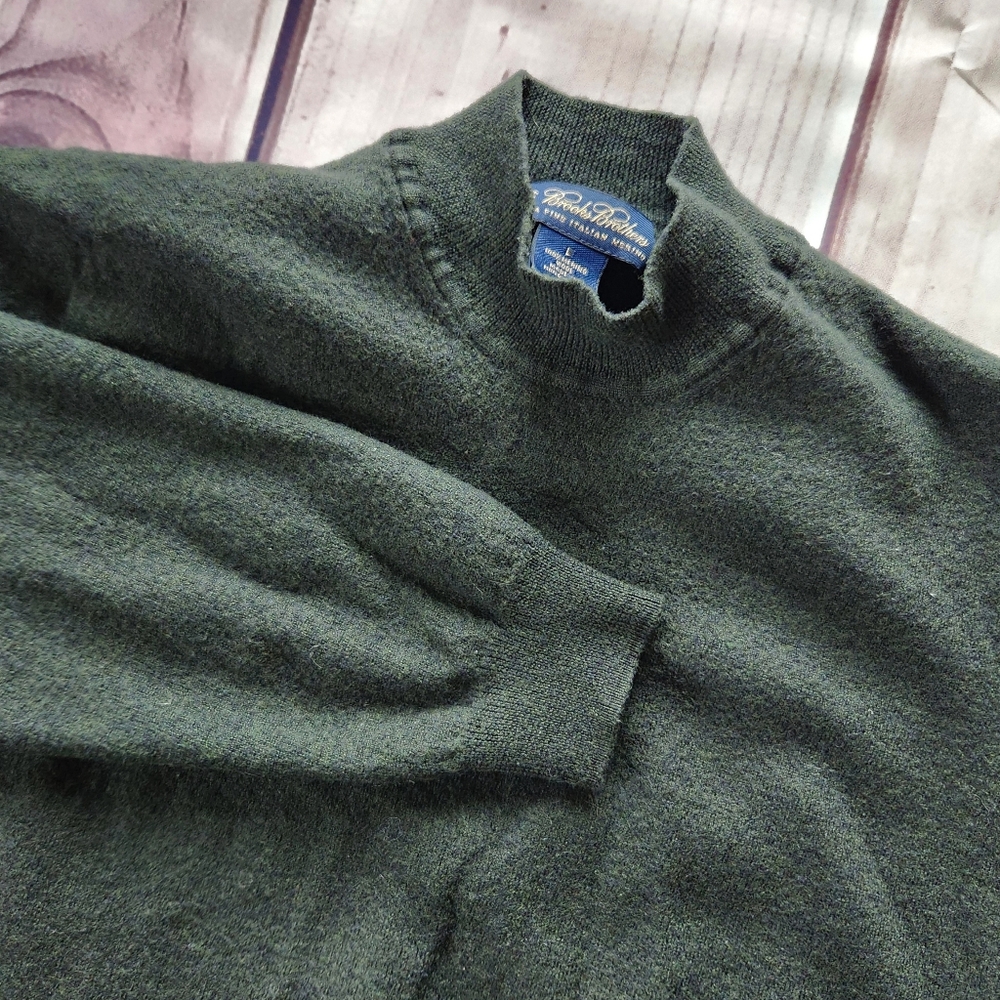 Brooks Brothers 100% Merino Wool Mock Neck Sweater Forest Green, Women's Size S